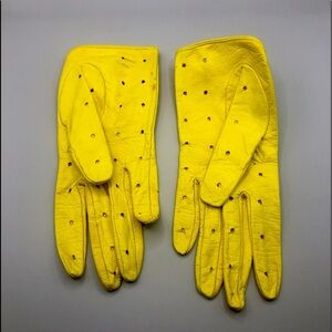 Ladies Leather Vintage Yellow Driving Gloves